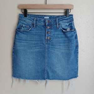 Old Navy Button Fly Raw Hem Denim Skirt Medium Wash Size 2